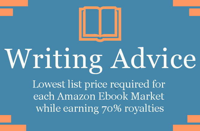 Lowest list price required for each Amazon Ebook Market while earning 70% royalties